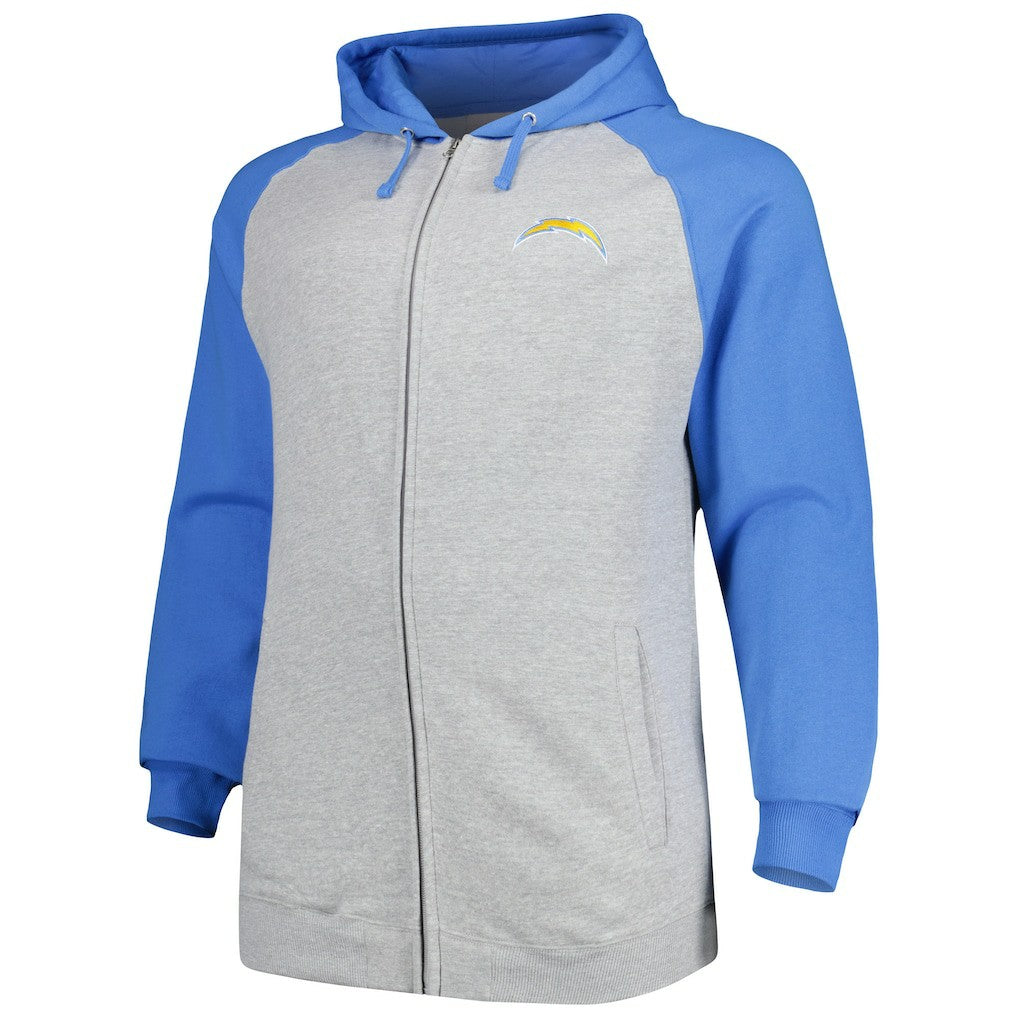 Big & Tall Fleece Raglan Full-Zip Hoodie Jacket - Los Angeles Chargers Hoodies