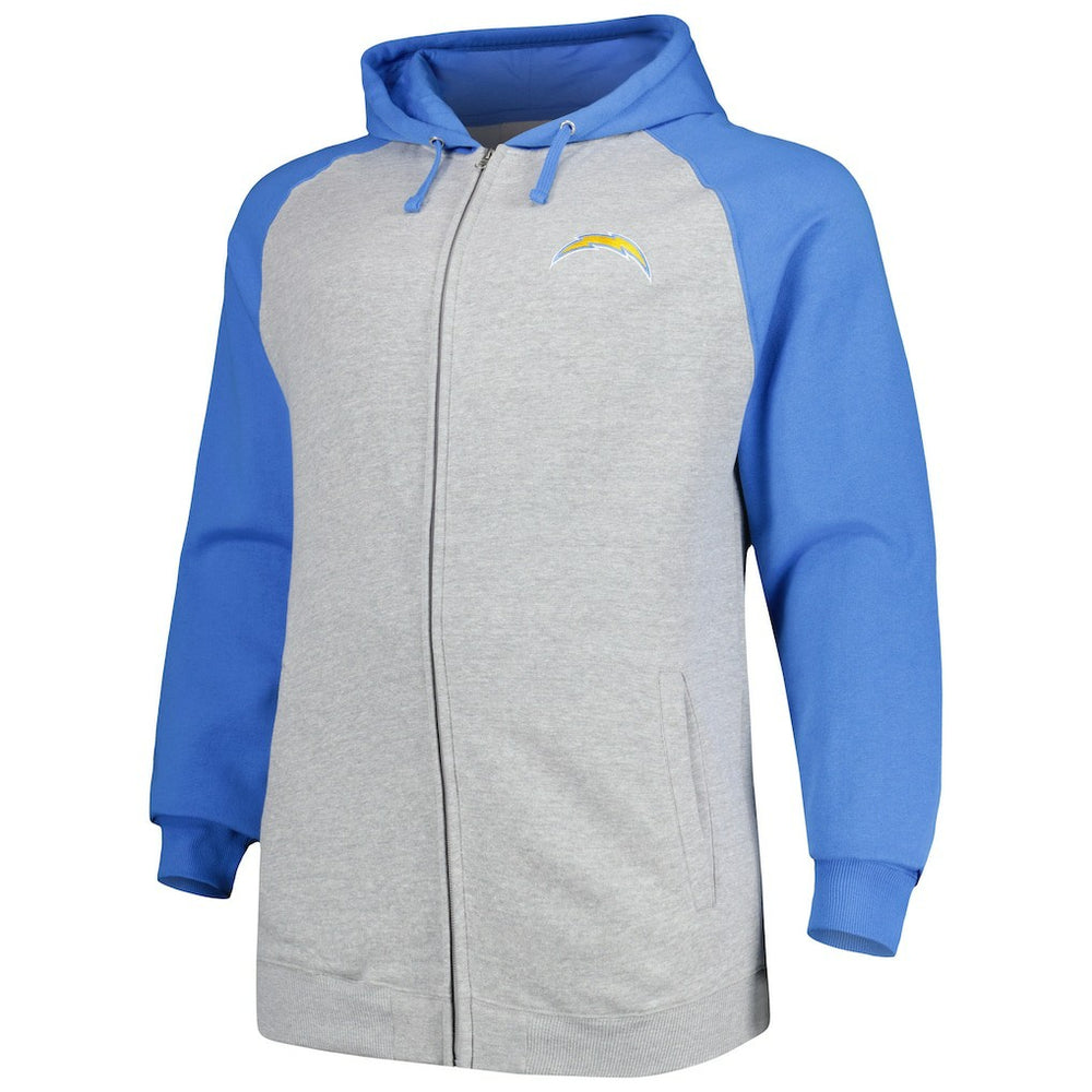 Big & Tall Fleece Raglan Full-Zip Hoodie Jacket - Los Angeles Chargers Hoodies