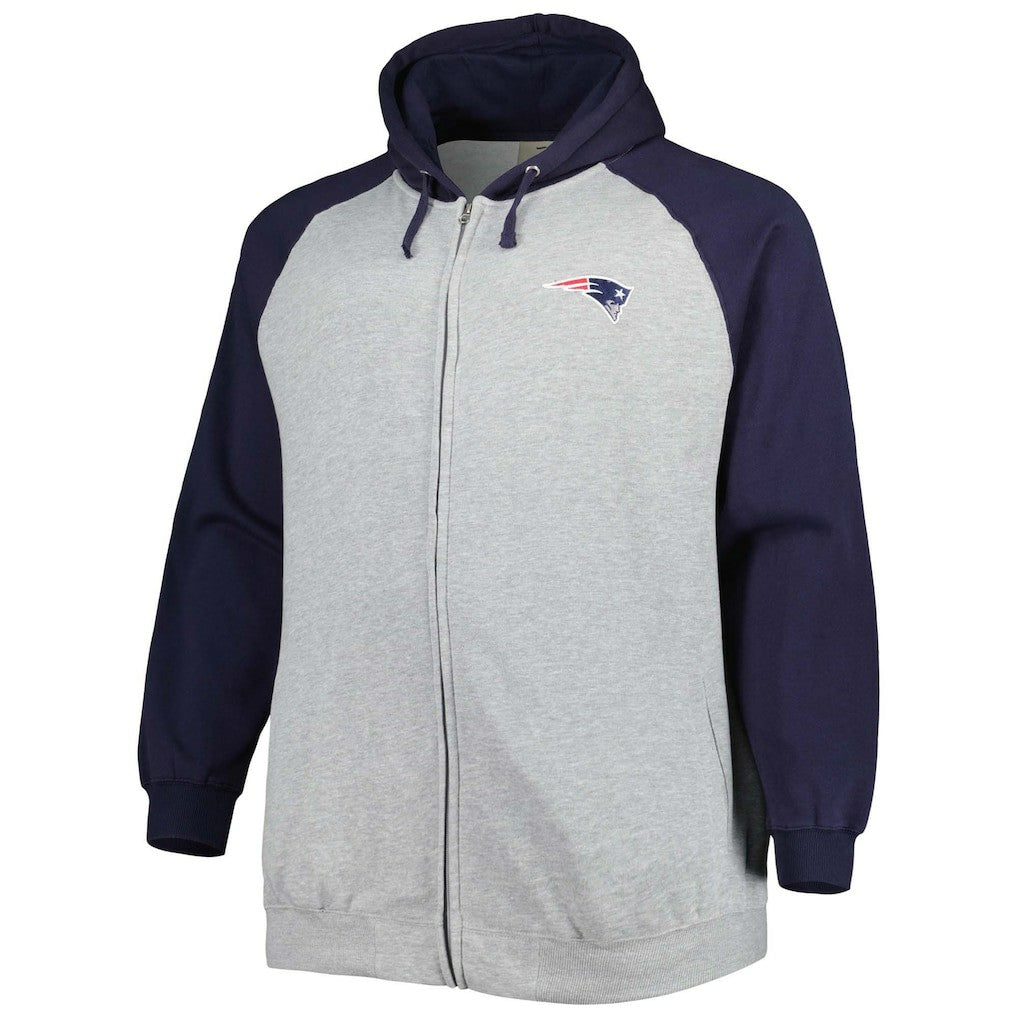 Big & Tall Fleece Raglan Full-Zip Hoodie Jacket - New England Patriots Hoodies
