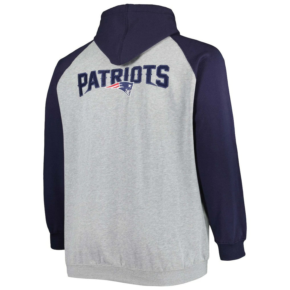 Big & Tall Fleece Raglan Full-Zip Hoodie Jacket - New England Patriots Hoodies