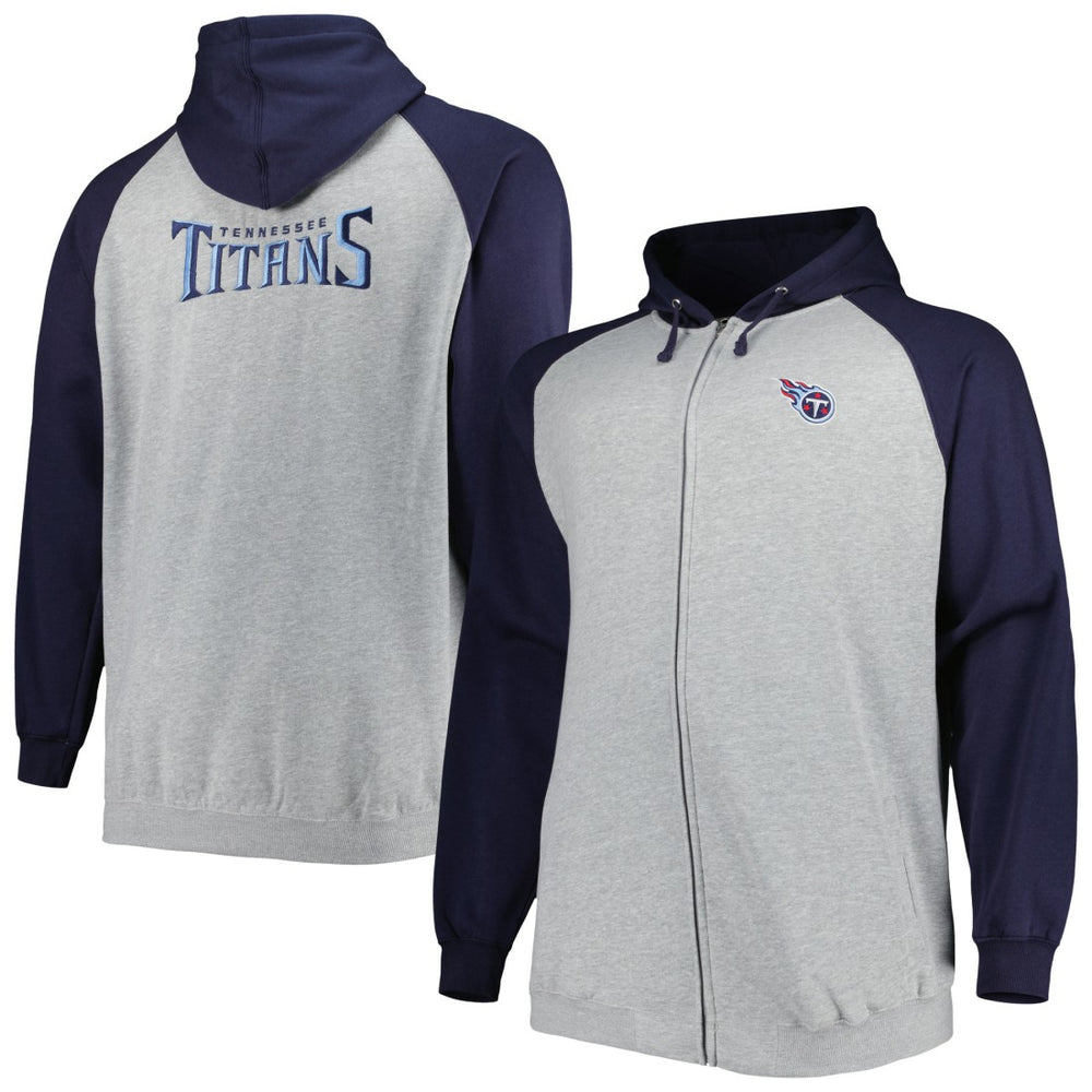 Big & Tall Fleece Raglan Full-Zip Hoodie Jacket - Tennessee Titans Hoodies