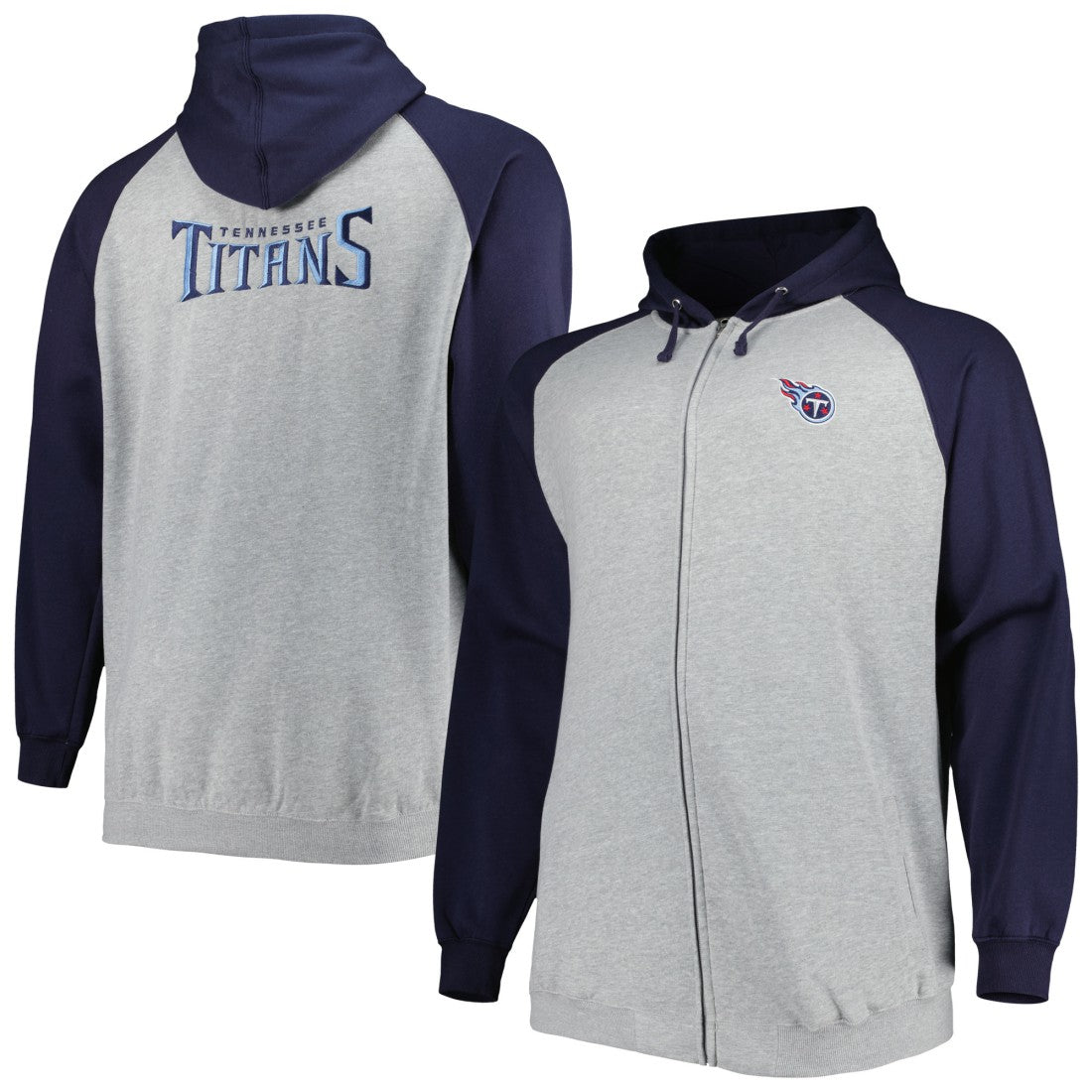 Big & Tall Fleece Raglan Full-Zip Hoodie Jacket - Tennessee Titans Hoodies