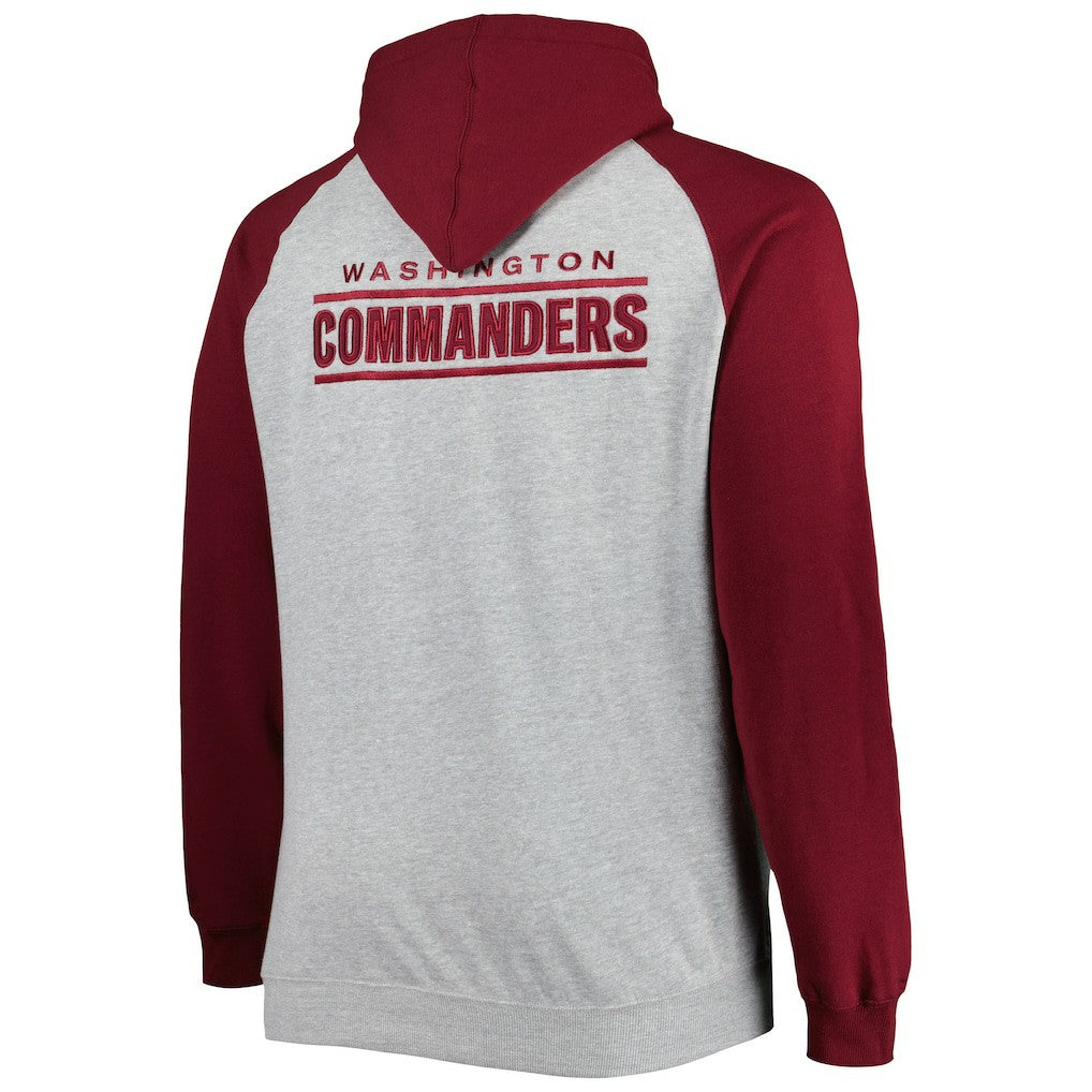Big & Tall Fleece Raglan Full-Zip Hoodie Jacket - Washington Commanders Hoodies