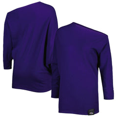 KIYA TOMLIN Women's Twisted Tri-Blend Asymmetrical 3/4-Dolman Sleeve Sweatshirt - Baltimore Ravens Sweatshirts