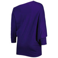 KIYA TOMLIN Women's Twisted Tri-Blend Asymmetrical 3/4-Dolman Sleeve Sweatshirt - Baltimore Ravens Sweatshirts