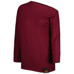 KIYA TOMLIN Women's Twisted Tri-Blend Asymmetrical 3/4-Dolman Sleeve Sweatshirt - Washington Commanders Sweatshirts
