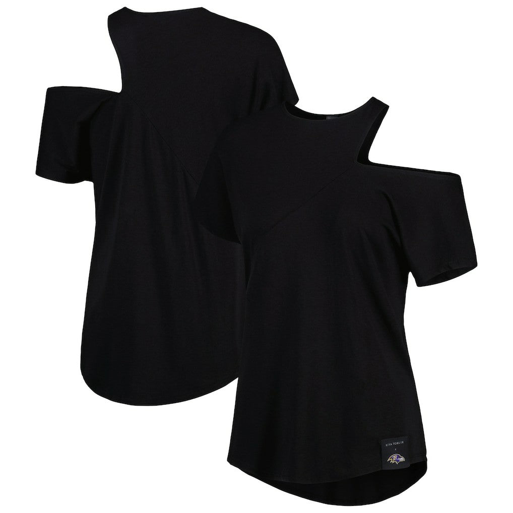 KIYA TOMLIN Women's Cut Out Tri-Blend Shirt - Baltimore Ravens