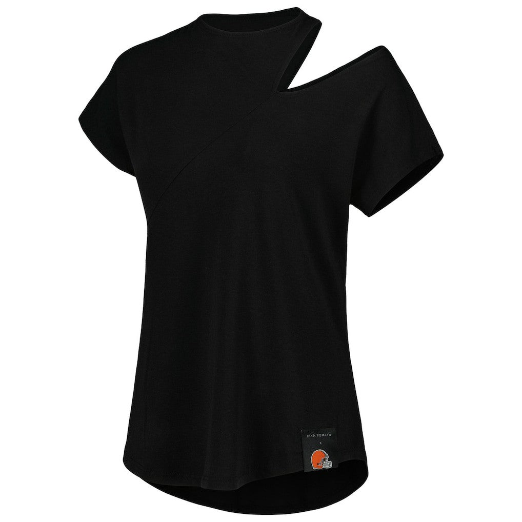 KIYA TOMLIN Women's Cut Out Tri-Blend Shirt - Cleveland Browns