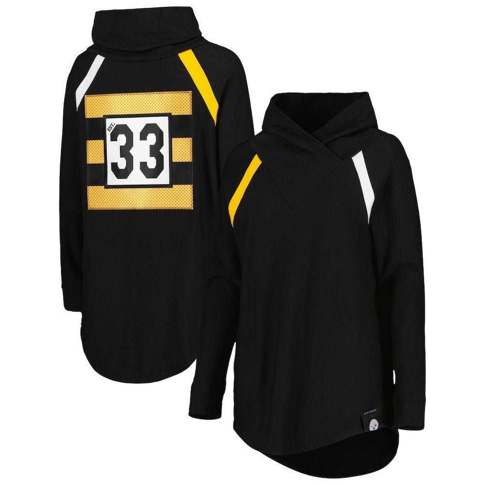 KIYA TOMLIN Women's Tri-Blend Raglan Pullover Sweatshirt - Pittsburgh Steelers Pullover