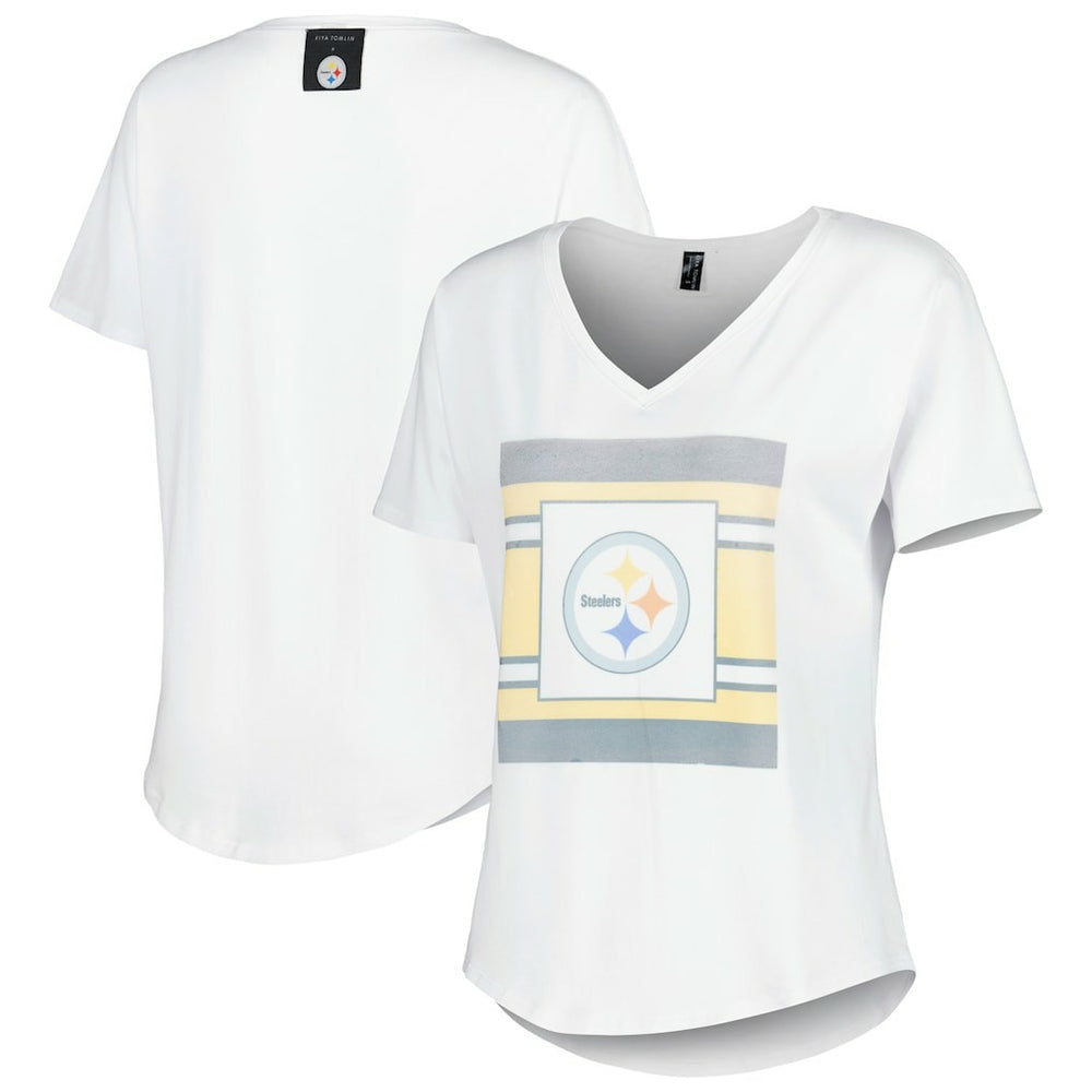 KIYA TOMLIN Women's Tri-Blend V-Neck T-Shirt - Pittsburgh Steelers T-shirts