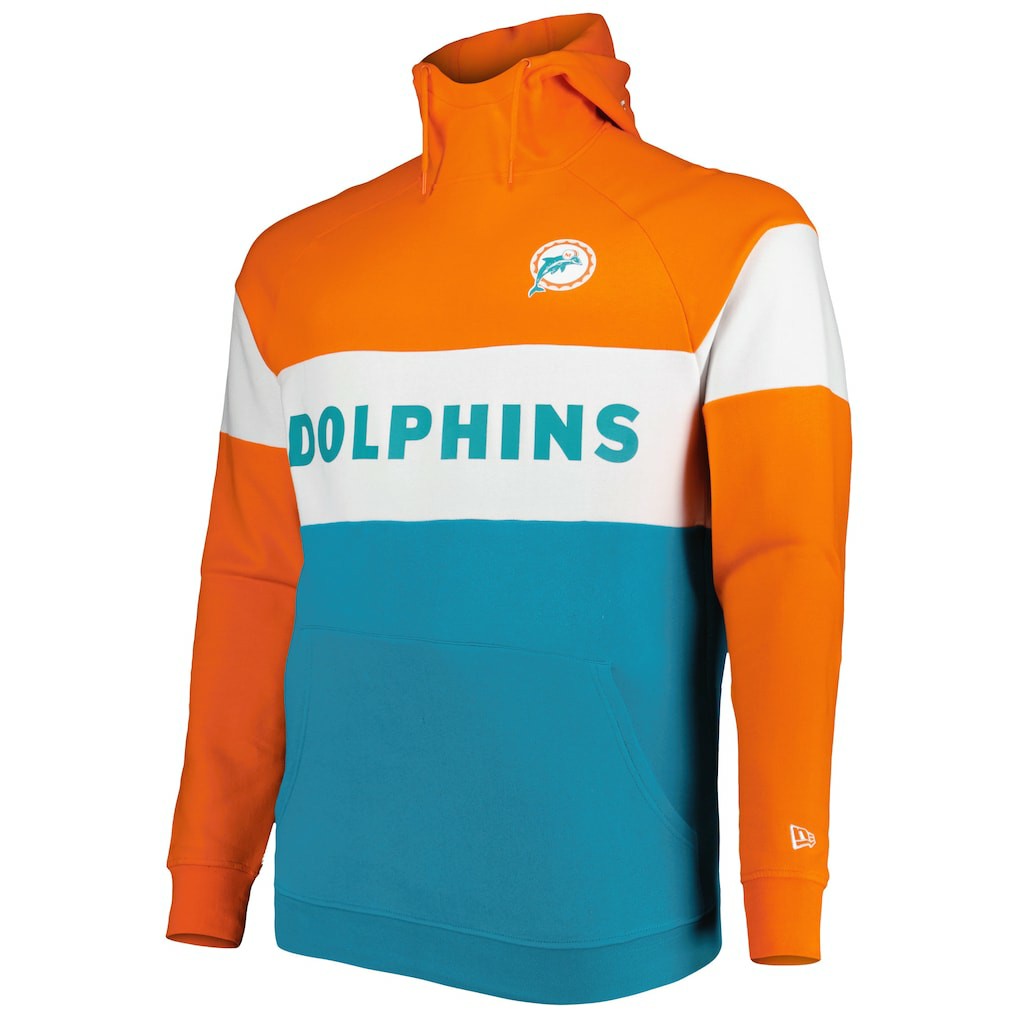 Big & Tall Throwback Colorblock Raglan Pullover Hoodie - Miami Dolphins Hoodies