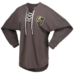 NHL Vegas Golden Knights Fanatics Women's Spirit Lace-Up V-Neck Long Sleeve Jersey T-Shirt