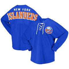 NHL New York Islanders Fanatics Women's Spirit Lace-Up V-Neck Long Sleeve Jersey T-Shirt