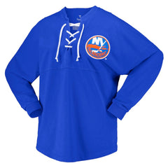 NHL New York Islanders Fanatics Women's Spirit Lace-Up V-Neck Long Sleeve Jersey T-Shirt
