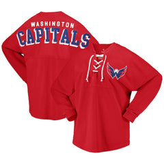 NHL Washington Capitals Fanatics Women's Spirit Lace-Up V-Neck Long Sleeve Jersey T-Shirt