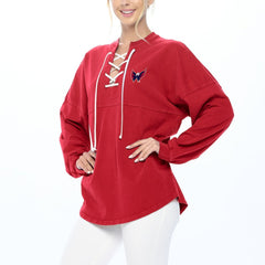 NHL Washington Capitals Fanatics Women's Spirit Lace-Up V-Neck Long Sleeve Jersey T-Shirt