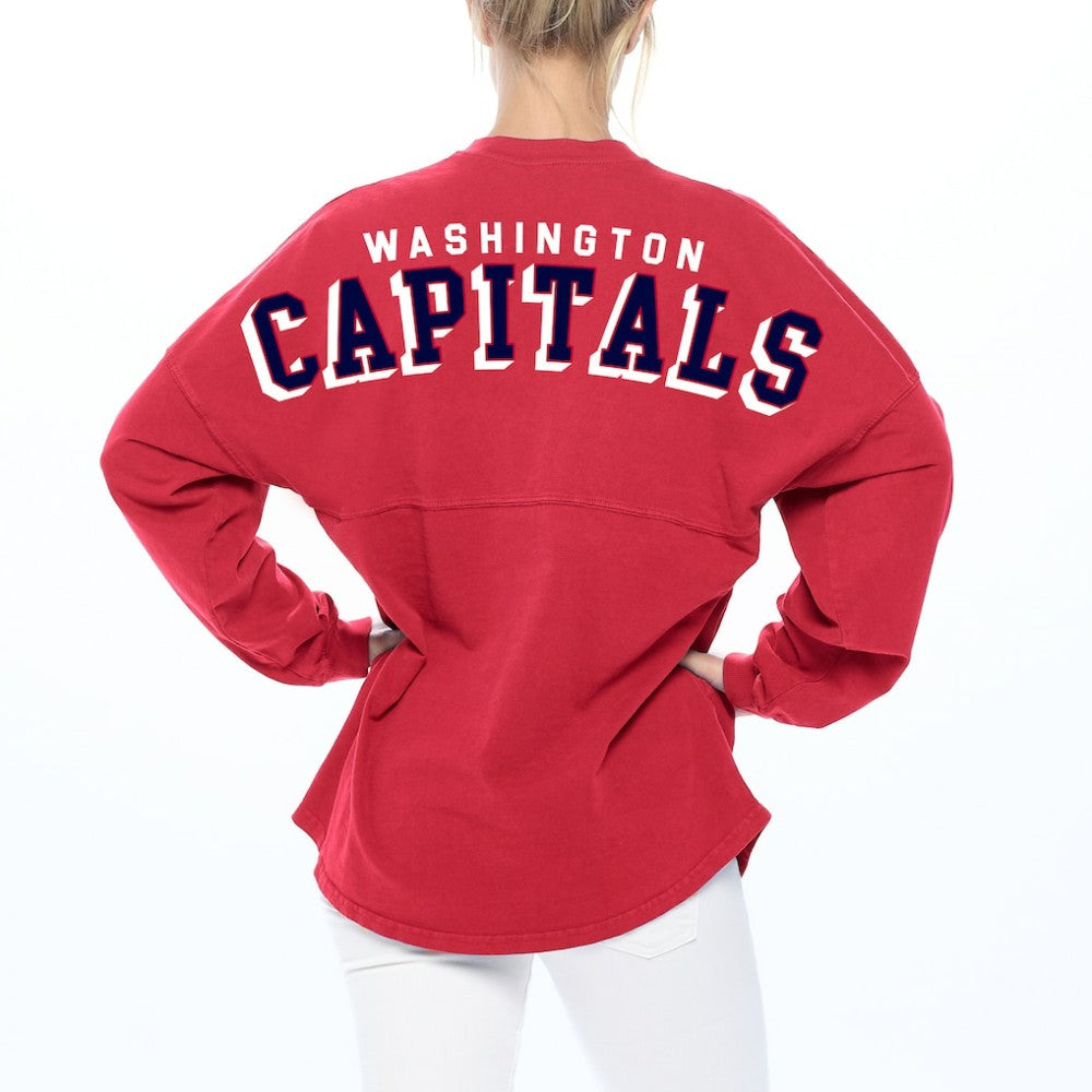 NHL Washington Capitals Fanatics Women's Spirit Lace-Up V-Neck Long Sleeve Jersey T-Shirt