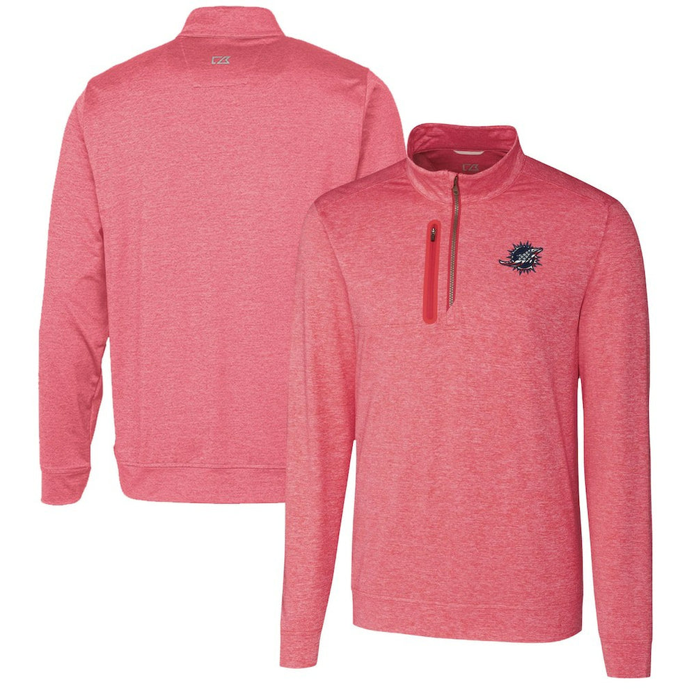 Cutter & Buck Stealth Quarter-Zip Pullover Top - Miami Dolphins Pullover