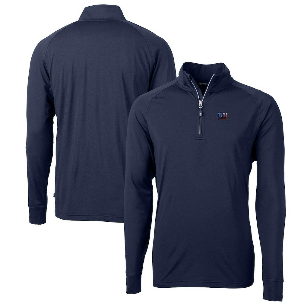 Cutter & Buck Big & Tall Adapt Eco Knit Stretch Recycled Quarter-Zip Pullover Top - New York Giants Pullover