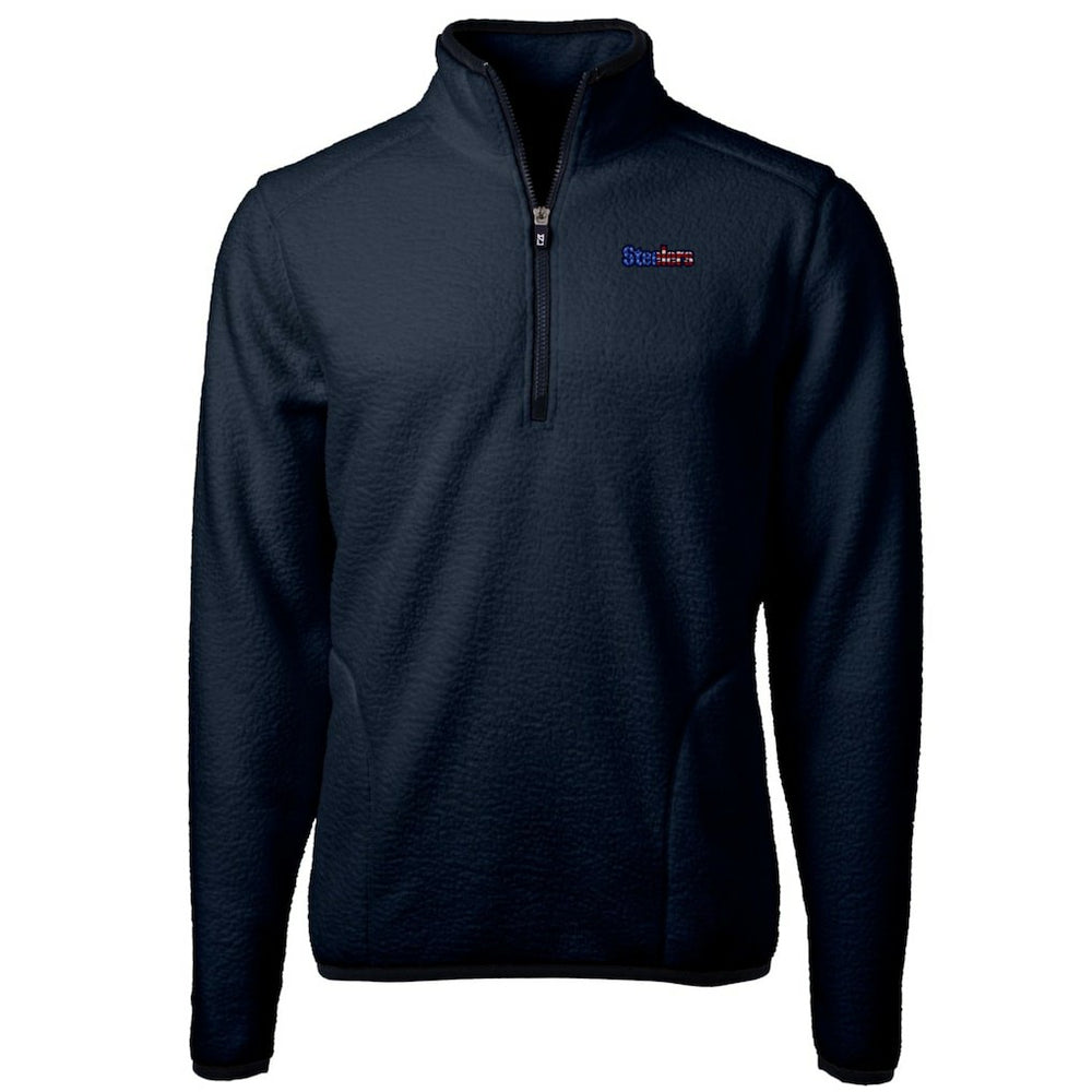 Cutter & Buck Big & Tall Cascade Eco Sherpa Fleece Quarter-Zip Pullover Jacket - Pittsburgh Steelers Pullover