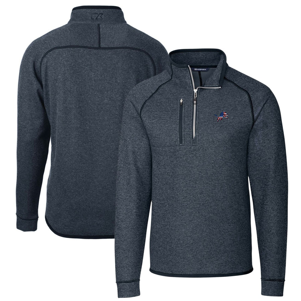 Cutter & Buck Big & Tall Mainsail Sweater Knit Half-Zip Pullover Jacket - Detroit Lions Pullover