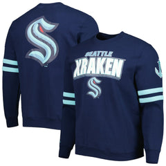 NHL Seattle Kraken Mitchell & Ness Allover Logo Pullover Sweatshirt