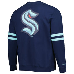 NHL Seattle Kraken Mitchell & Ness Allover Logo Pullover Sweatshirt