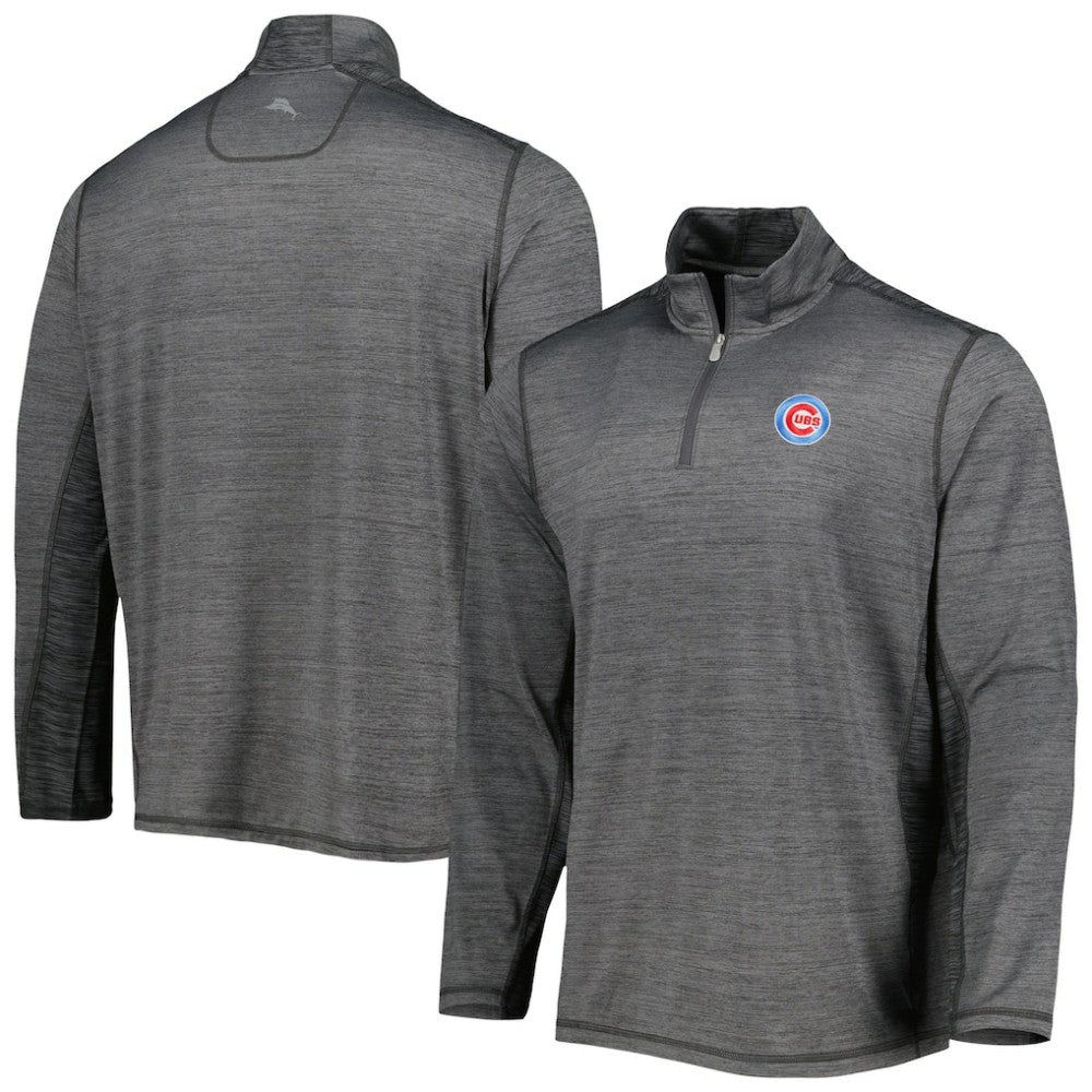 Charcoal Chicago Cubs Tommy Bahama Delray IslandZone Half-Zip Top