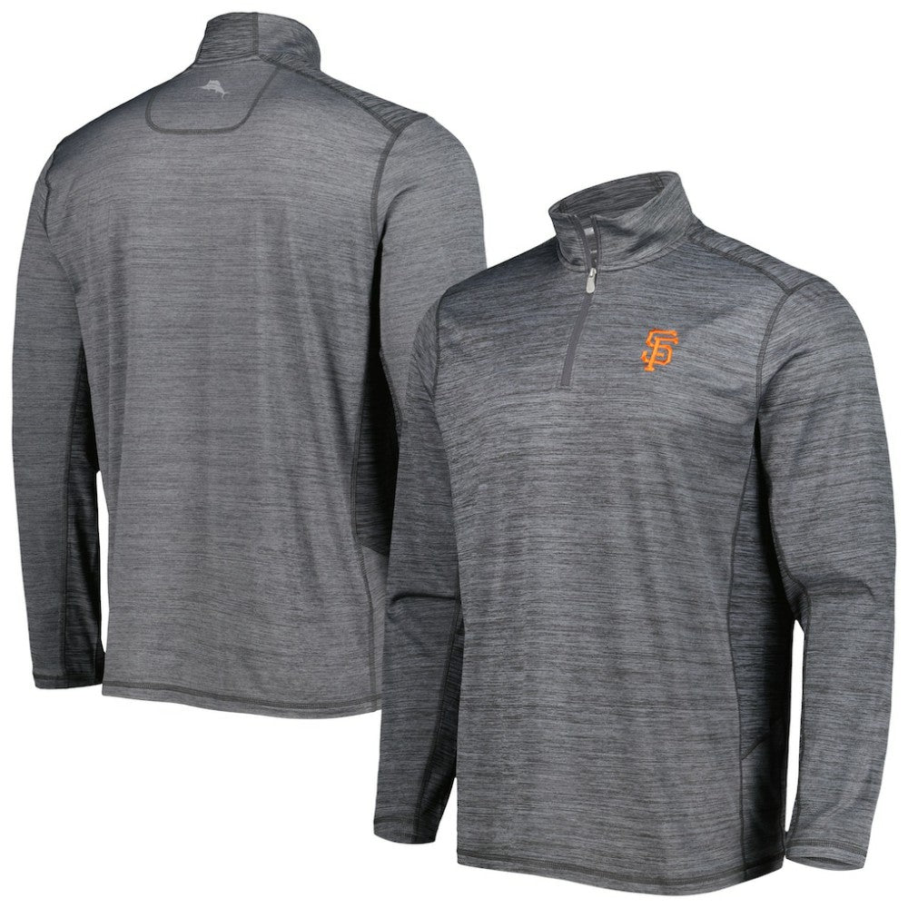 Gray San Francisco Giants Tommy Bahama Delray IslandZone Half-Zip Top
