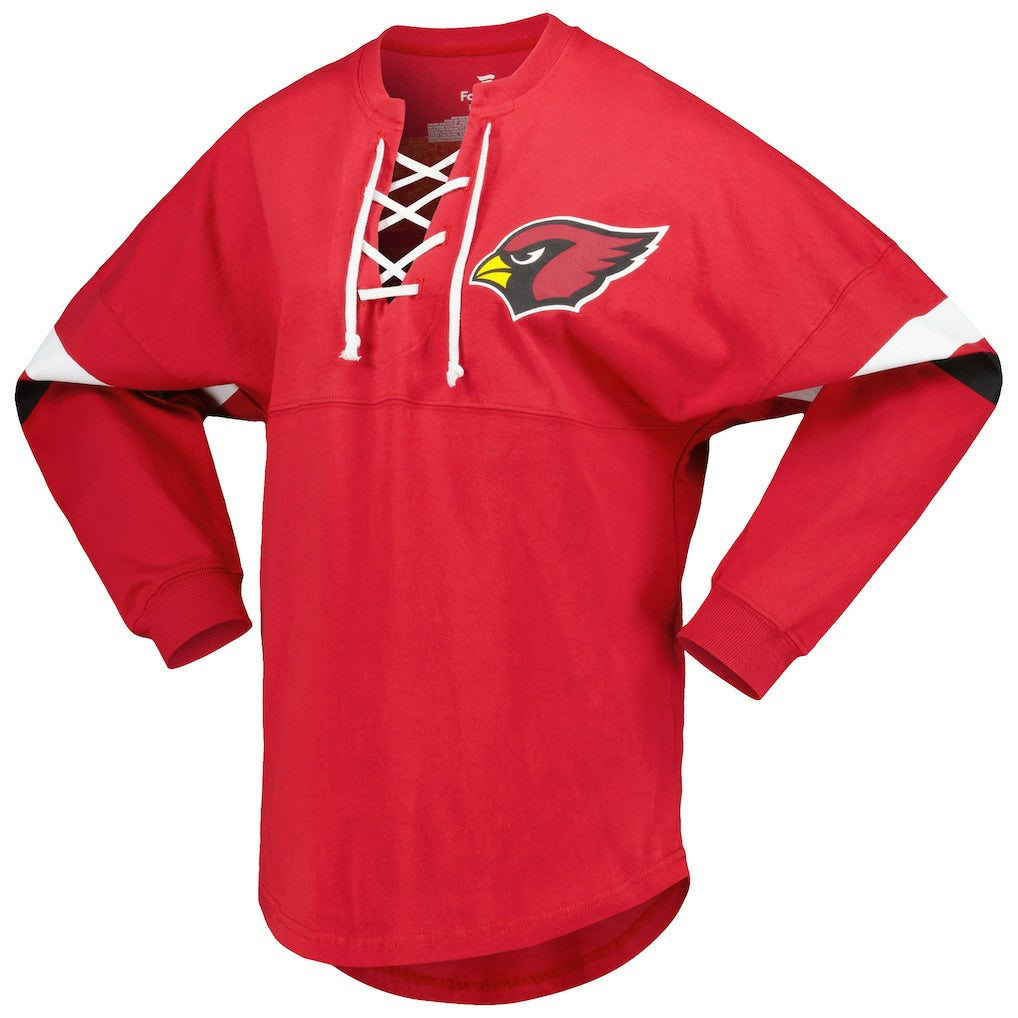 Women's Spirit Jersey Lace-Up V-Neck Long Sleeve T-Shirt - Arizona Cardinals T-shirts