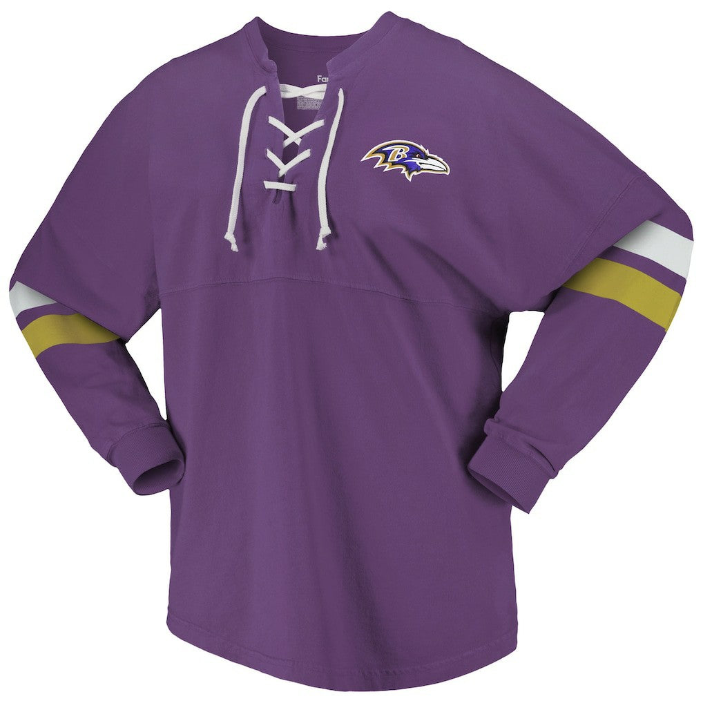 Women's Spirit Jersey Lace-Up V-Neck Long Sleeve T-Shirt - Baltimore Ravens T-shirts