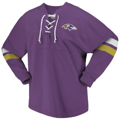 Women's Spirit Jersey Lace-Up V-Neck Long Sleeve T-Shirt - Baltimore Ravens T-shirts