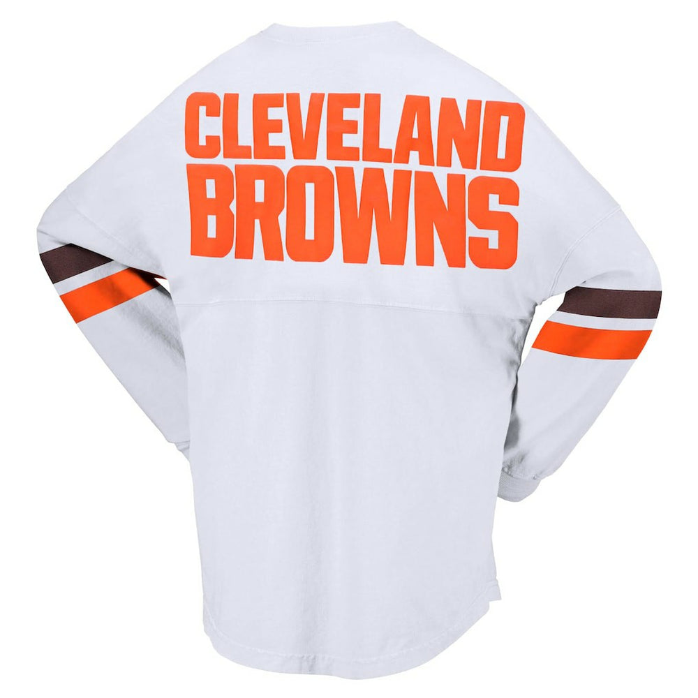 Women's Spirit Jersey Lace-Up V-Neck Long Sleeve T-Shirt - Cleveland Browns T-shirts