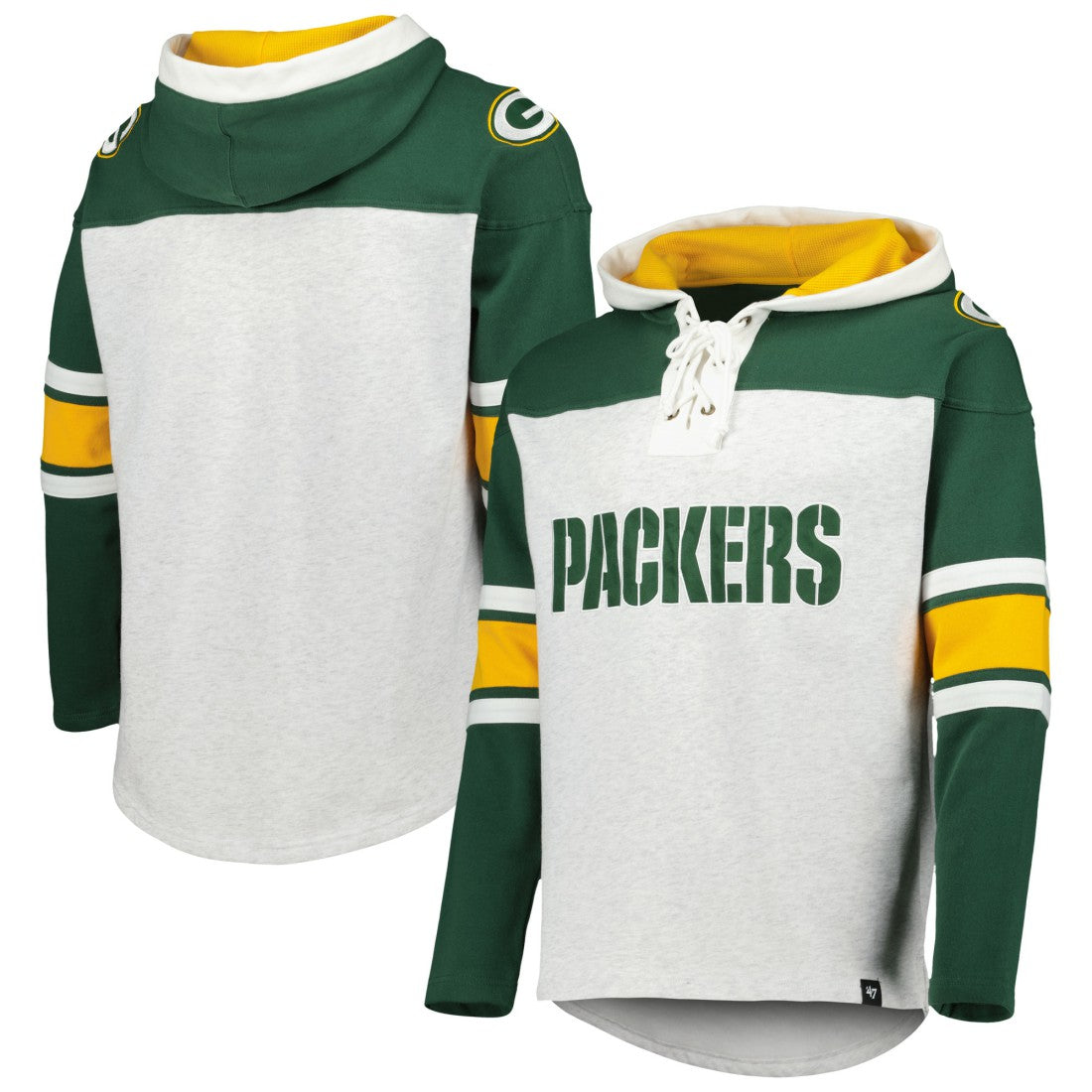 '47 Gridiron Lace-Up Pullover Hoodie - Green Bay Packers Hoodies