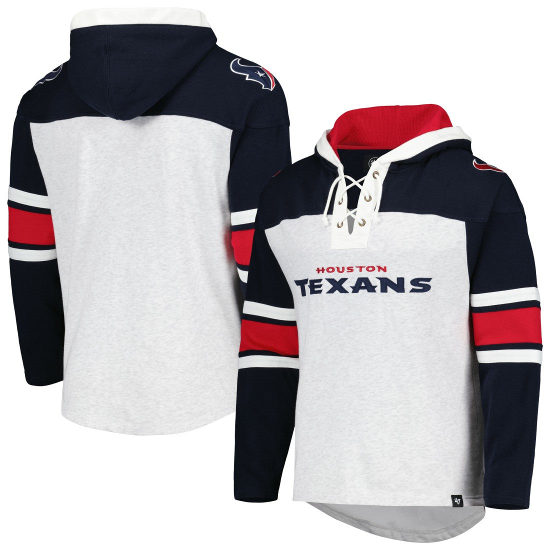'47 Gridiron Lace-Up Pullover Hoodie - Houston Texans Hoodies