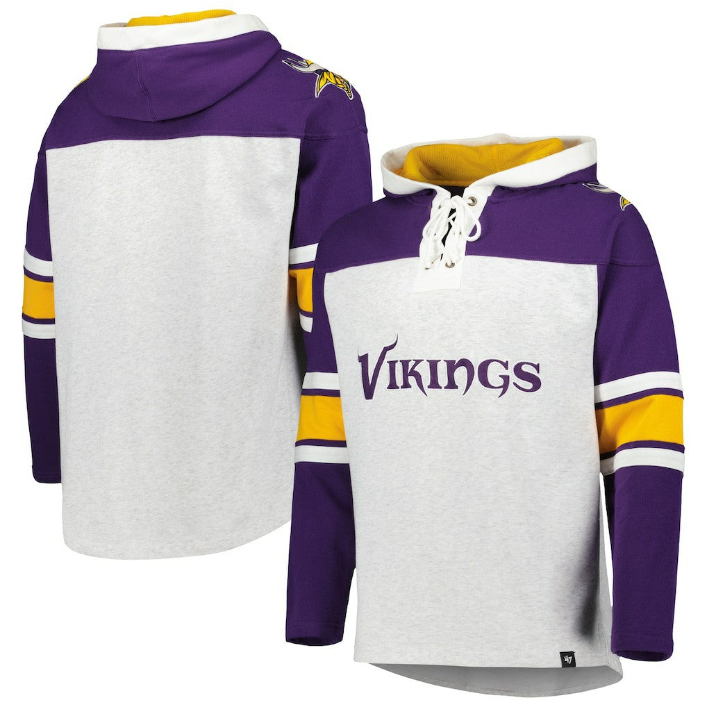 '47 Gridiron Lace-Up Pullover Hoodie - Minnesota Vikings Hoodies