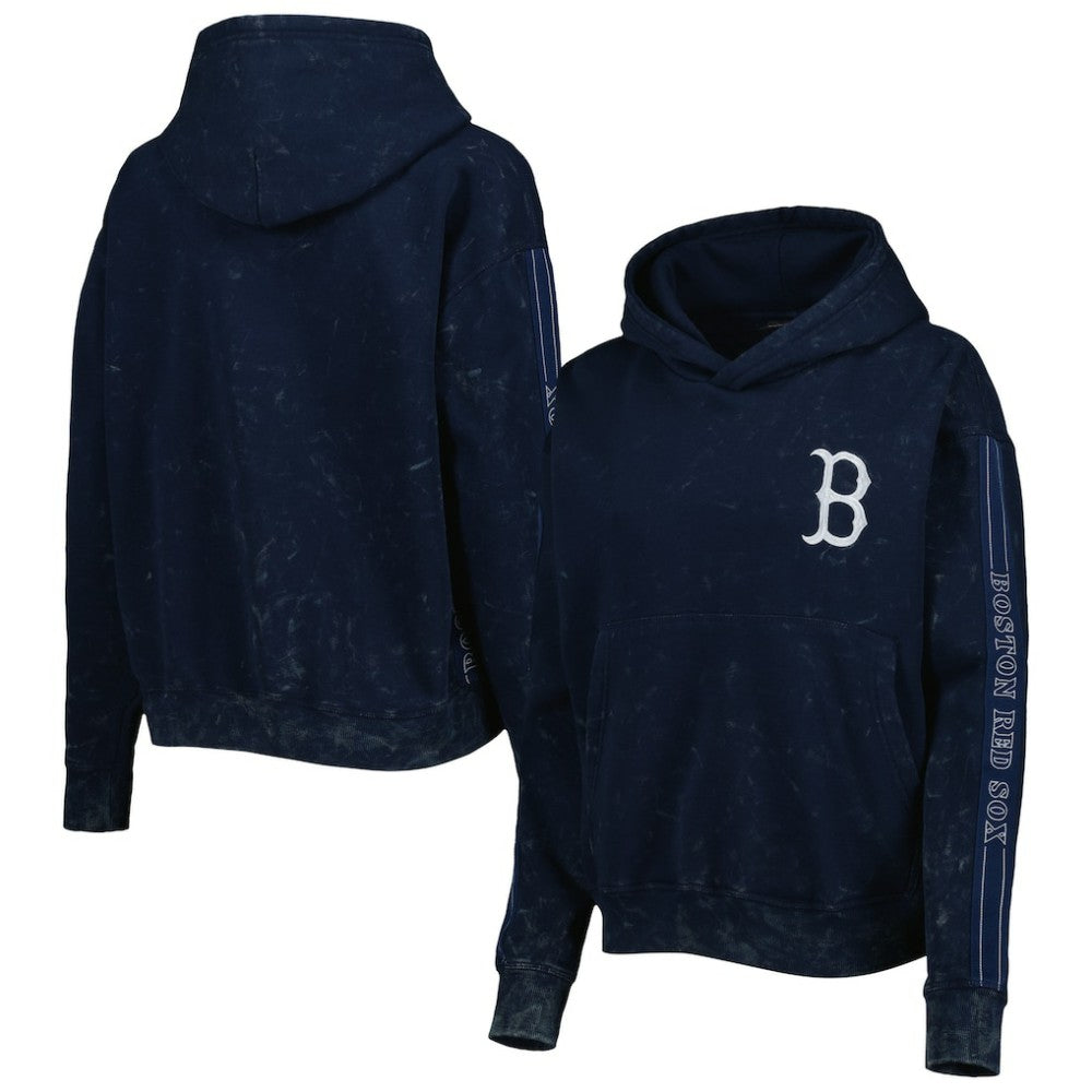Navy Boston Red Sox The Wild Collective Women's Marble Pullover Hoodie