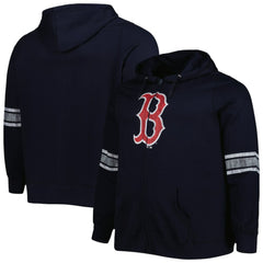 Navy/Heather Gray Boston Red Sox Women's Plus Size Front Logo Full-Zip Hoodie