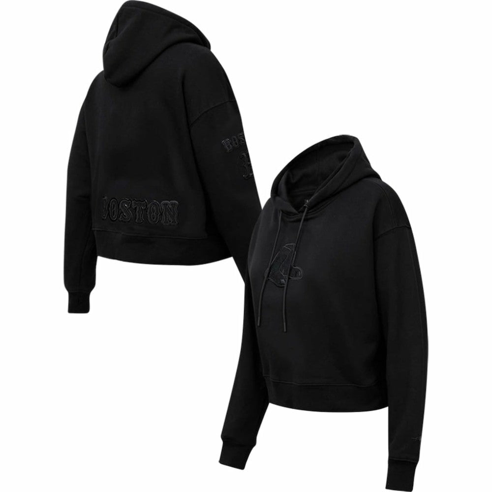 Boston Red Sox Pro Standard Women's Triple Black Cropped Pullover Hoodie