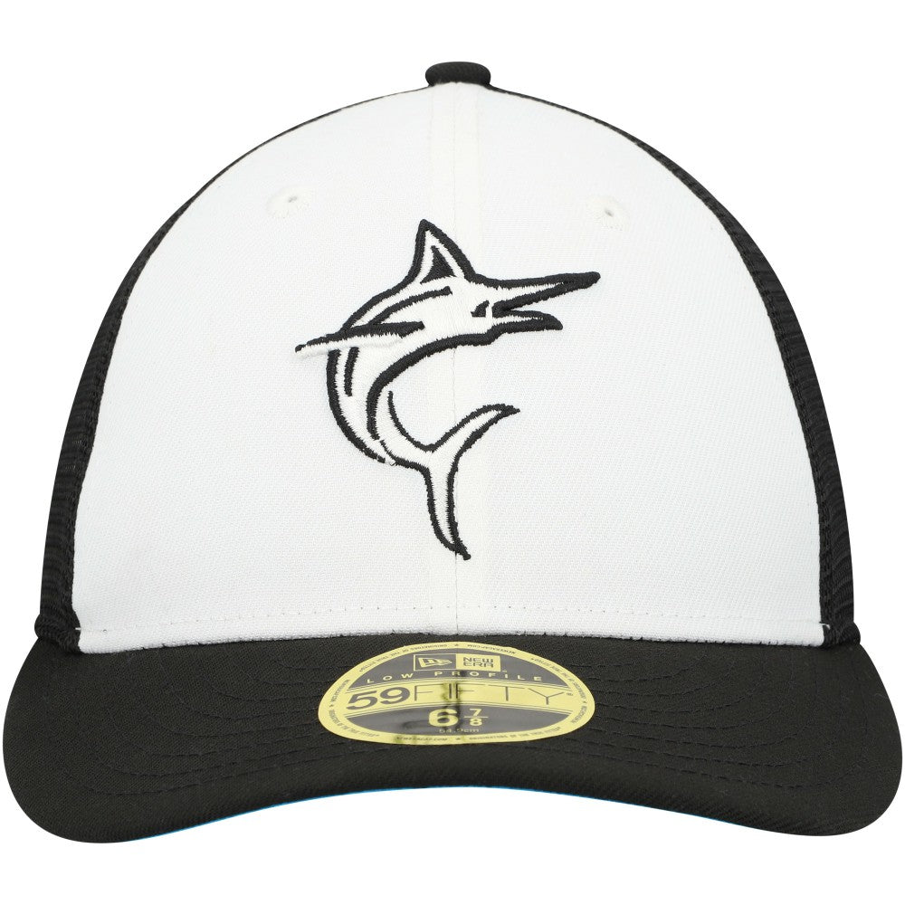 Black/White Miami Marlins New Era 2023 On-Field Batting Practice Low Profile 59FIFTY Fitted Hat
