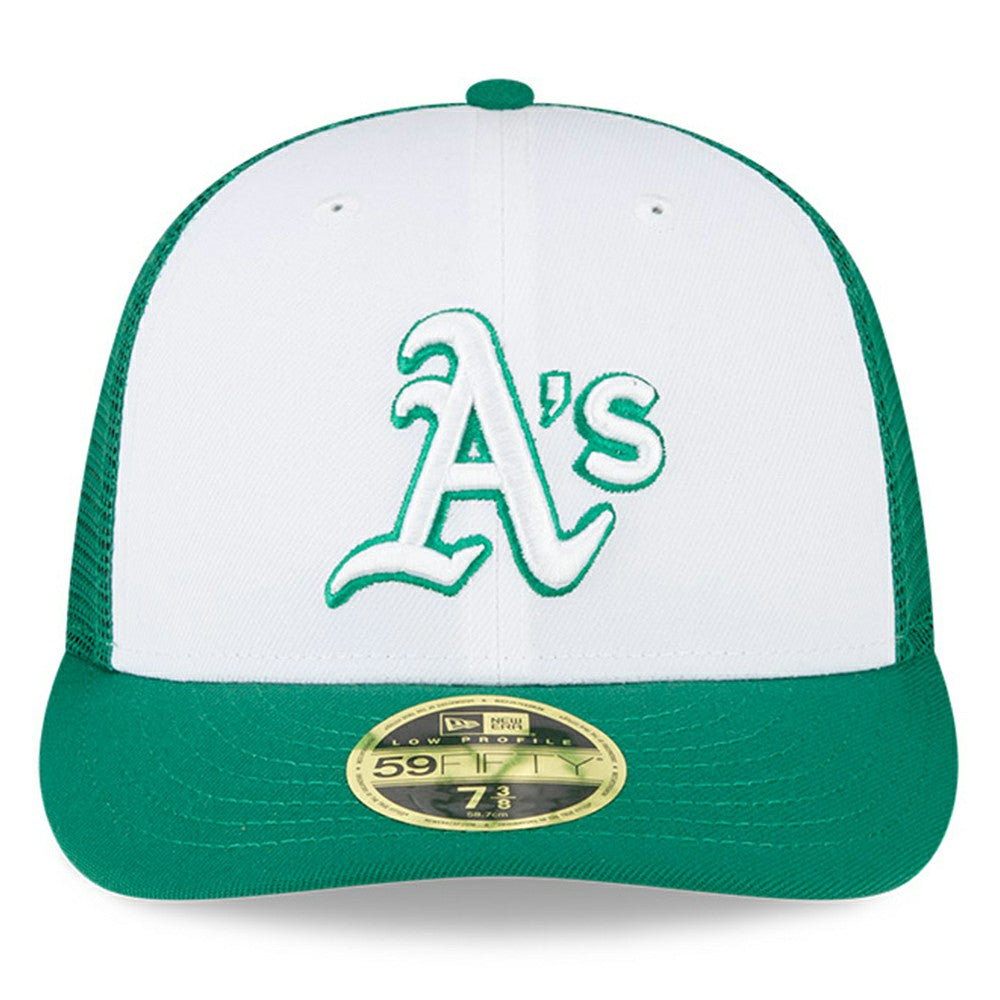 White/Green Athletics New Era 2023 On-Field Batting Practice Low Profile 59FIFTY Fitted Hat