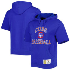 Royal Chicago Cubs Mitchell & Ness Cooperstown Collection Washed Fleece Pullover Short Sleeve Hoodie