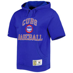 Royal Chicago Cubs Mitchell & Ness Cooperstown Collection Washed Fleece Pullover Short Sleeve Hoodie