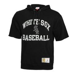 Black Chicago White Sox Mitchell & Ness Cooperstown Collection Washed Fleece Pullover Short Sleeve Hoodie