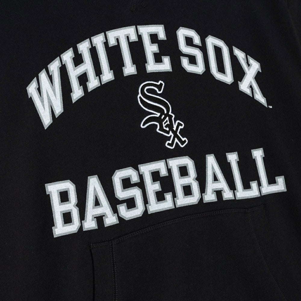 Black Chicago White Sox Mitchell & Ness Cooperstown Collection Washed Fleece Pullover Short Sleeve Hoodie