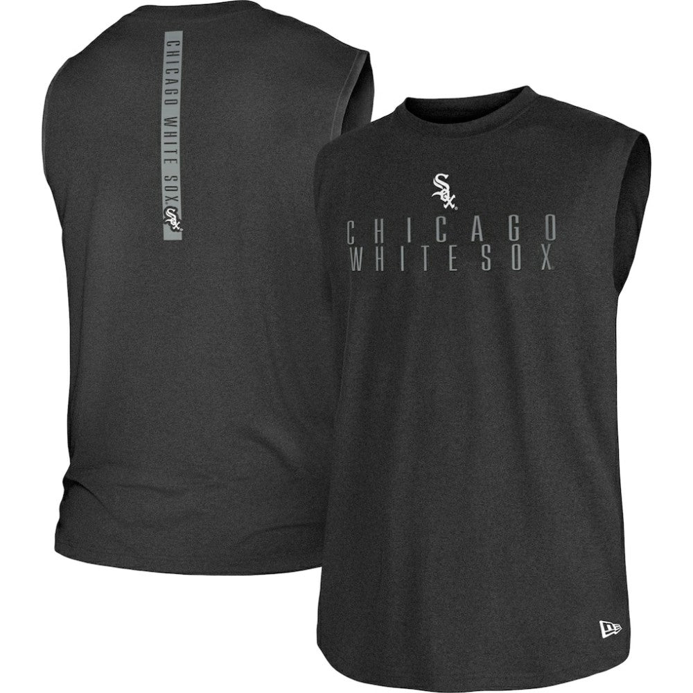 Heather Black Chicago White Sox New Era Team Muscle Tank Top