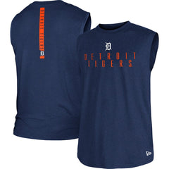 Heather Navy Detroit Tigers New Era Team Muscle Tank Top