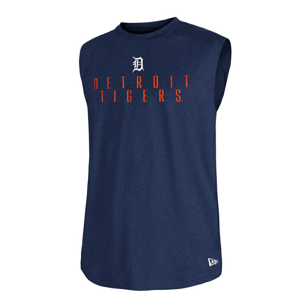 Heather Navy Detroit Tigers New Era Team Muscle Tank Top