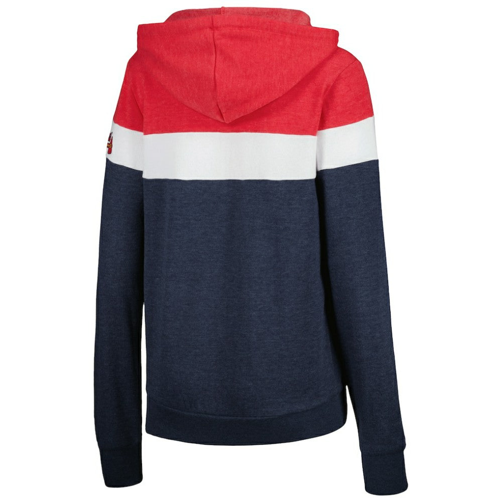 Heather Navy Atlanta Braves New Era Women's Colorblock Full-Zip Hoodie Jacket