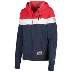 Heather Navy Minnesota Twins New Era Women's Colorblock Full-Zip Hoodie Jacket